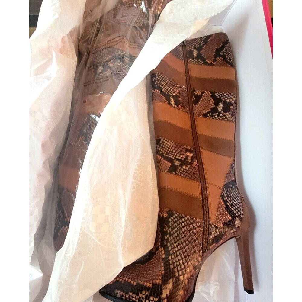 #11Vince Camuto Saraalan Women's Leather Mixed Media Snake Print Knee High Boots - Picture 10 of 10